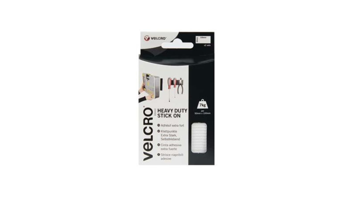 Nastro Hook & Loop Velcro® Heavy Duty, 50mm x 100mm, Bianco