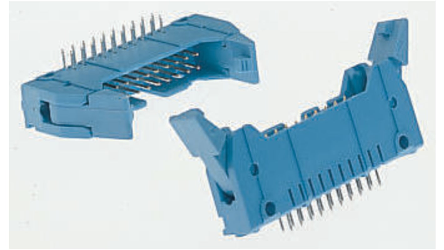 TE Connectivity AMP-LATCH Series Right Angle Through Hole PCB Header, 26 Contact(s), 2.54mm Pitch, 2 Row(s), Shrouded