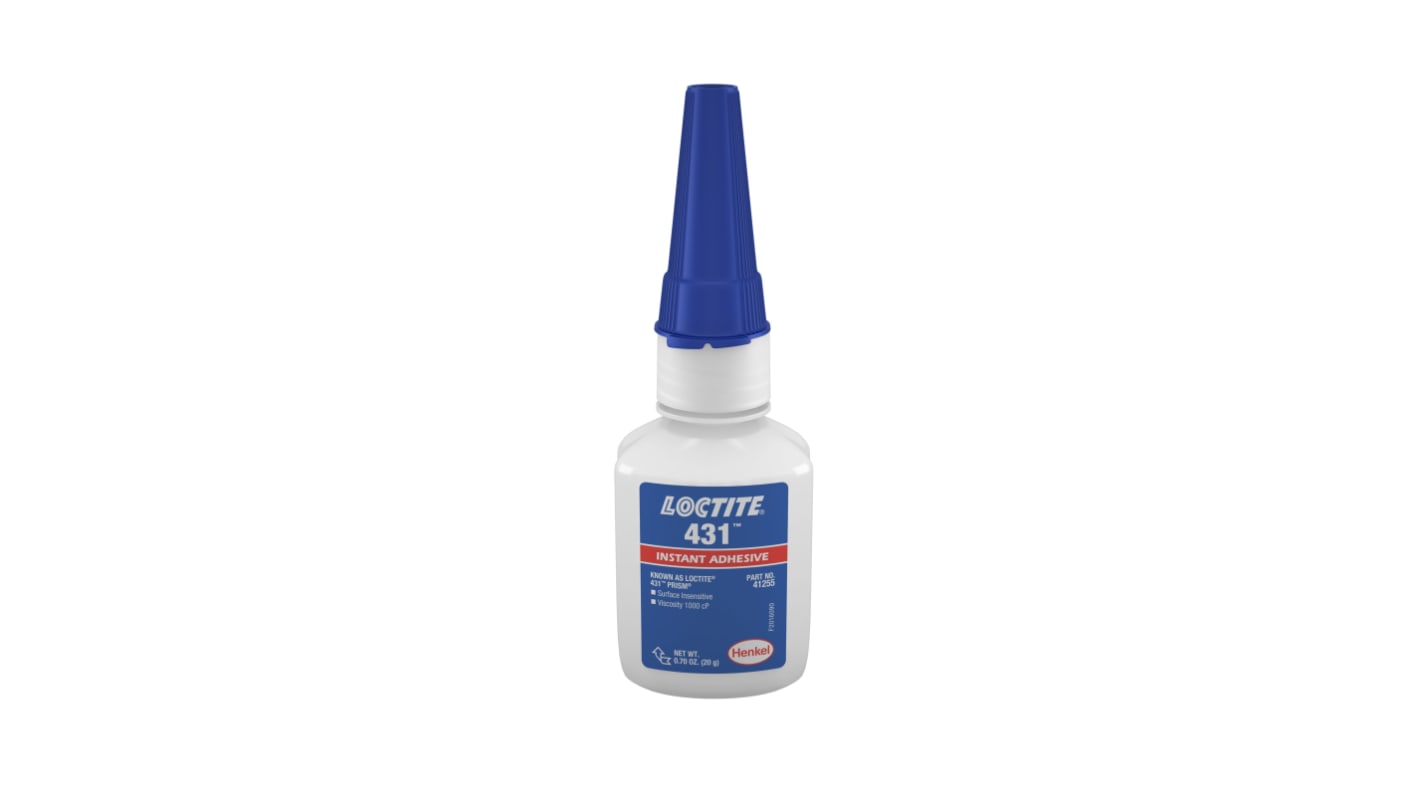 Adhesivo instantáneo Loctite 431 de color Transparente, Botella de 20 g