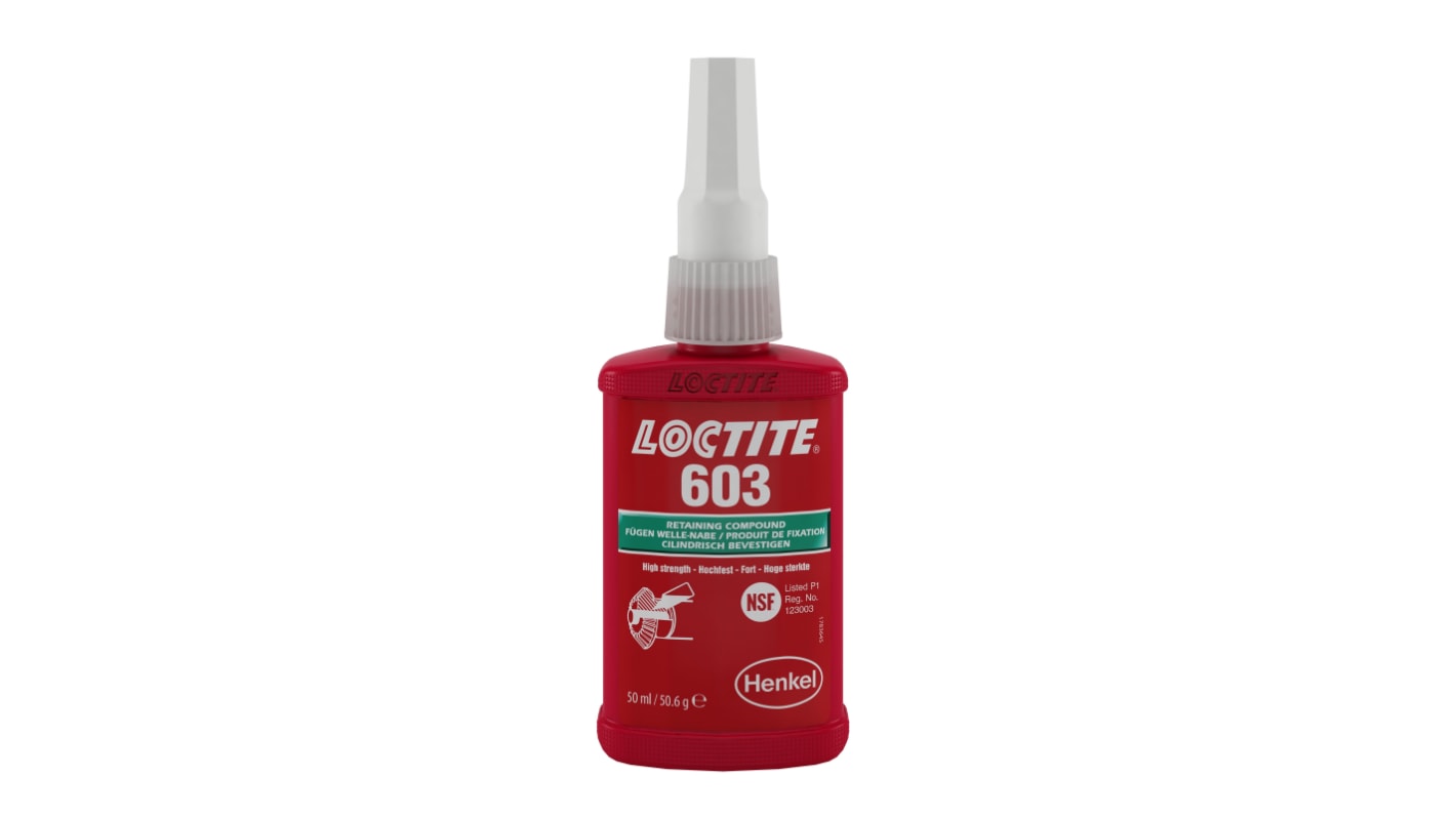 Retenedor Loctite 603 de color Verde, Botella de 50 ml