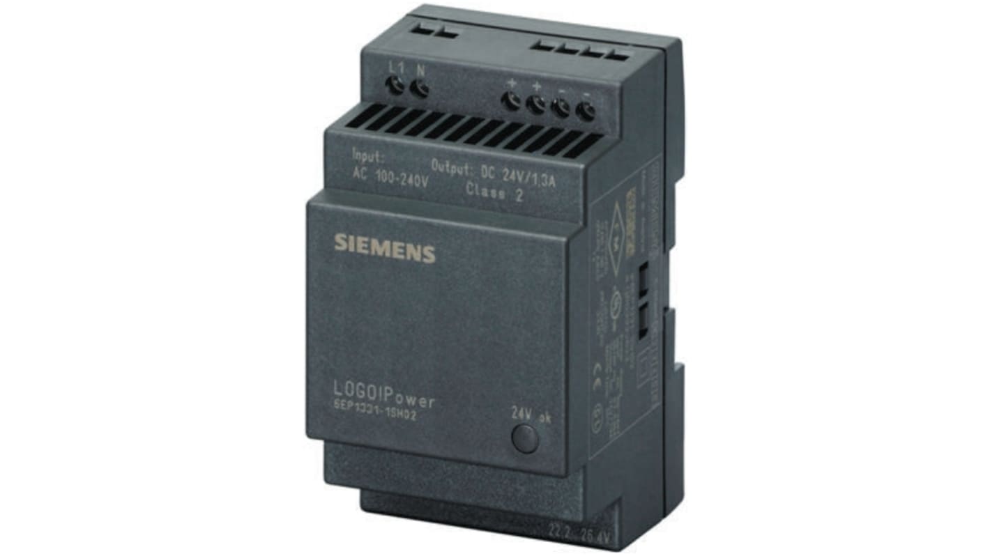 Siemens Switch Mode DIN Rail Panel Mount Power Supply, 1.3A Output, 30W