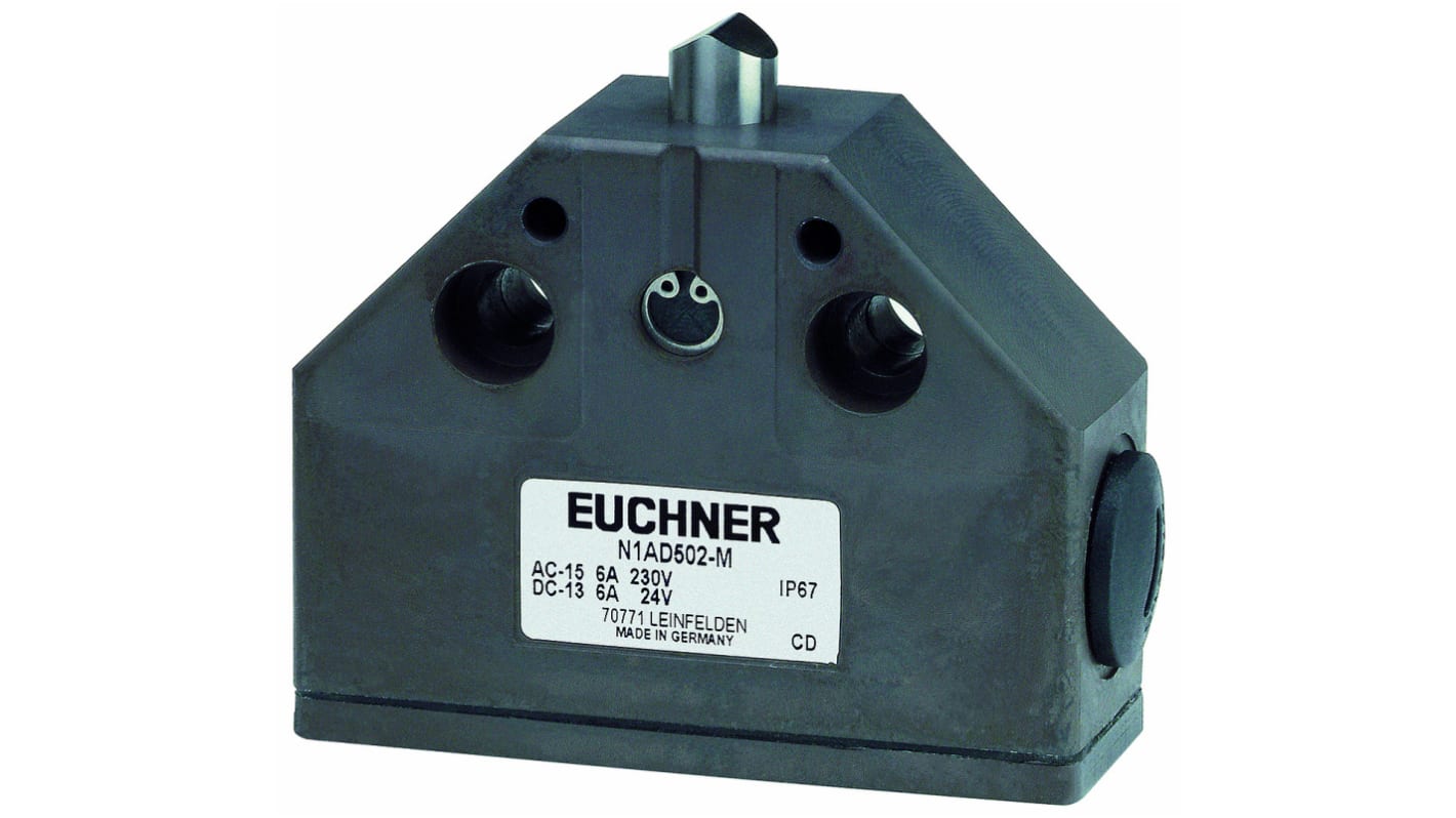 Euchner Plunger Limit Switch, NO/NC, IP67, DPDT, Die Cast Aluminium Housing, 230V ac Max, 10A Max