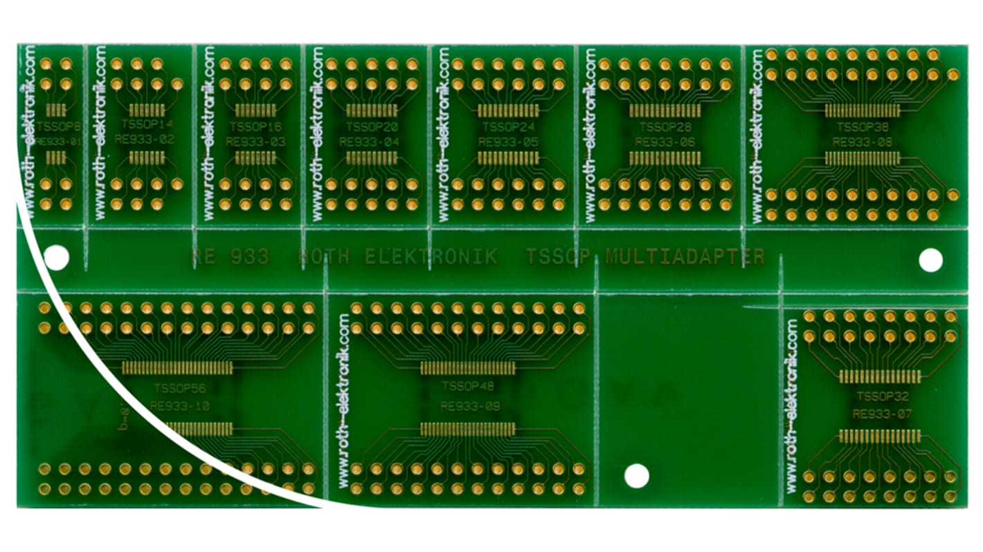 Roth Elektronik Multi-Adapter-Platine FR4 Epoxid Glasfaser-Laminat 35μm 2-seitig 120.03 x 58.81 x 1.5mm TSSOP