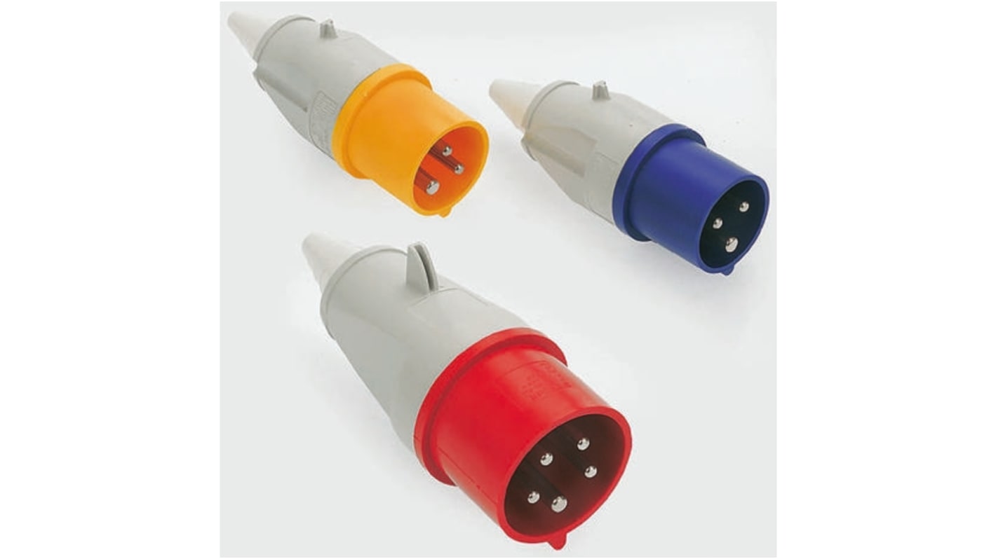 RS PRO IP44 Red Cable Mount 3P+E Industrial Power Plug, Rated At 32A, 380 → 415 V