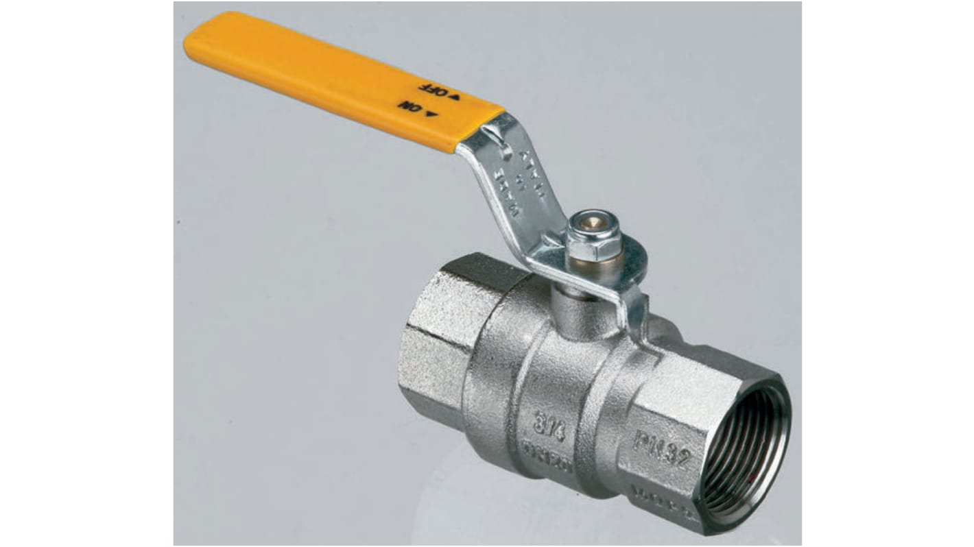 Nickel Plated Brass, Manual Ball Valve, BSPP 1/2in