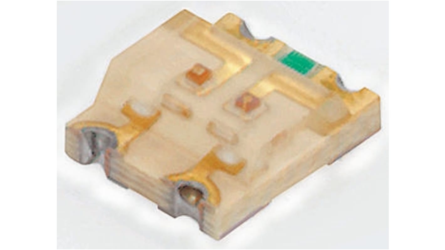 Broadcom LED, 4 tüskés, felületre szerelhető, 2 LED, Zöld, sárga, 572/586 nm, 8 mcd, 2,1 V, 2,2 V, 170 °, 3225 (1210)