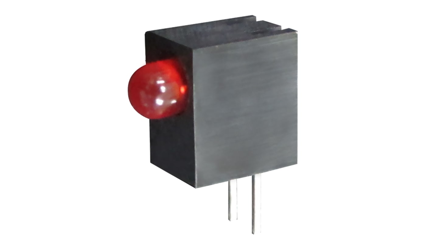 Indicatore LED per PCB Rosso Kingbright, 60 °, 1 LEDs, Right-angle, 2,5 V, Montaggio con foro passante