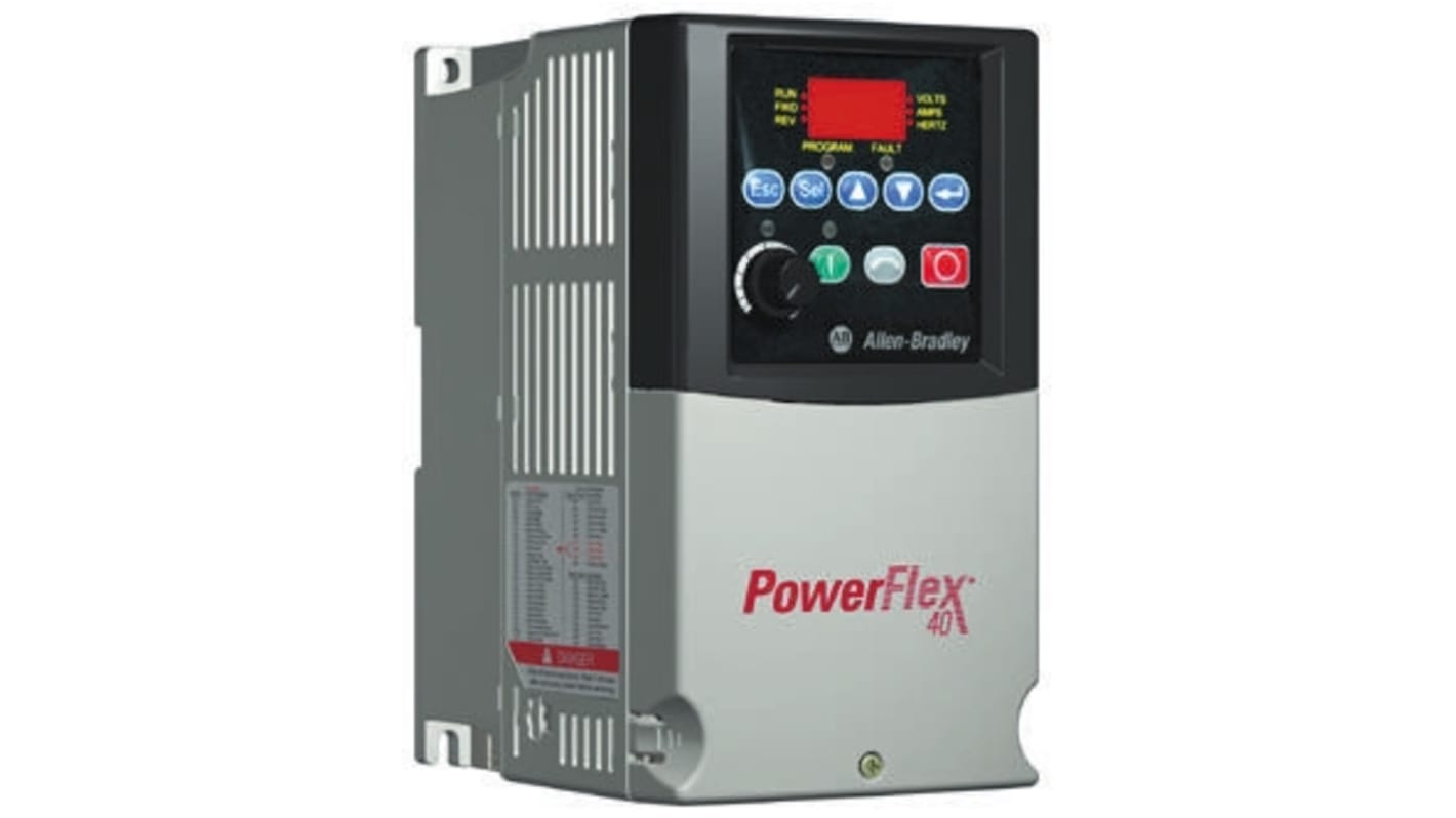 Allen Bradley Inverter Drive, 2.2 kW, 1 Phase, 230 V ac, 12 A, PowerFlex 40 Series