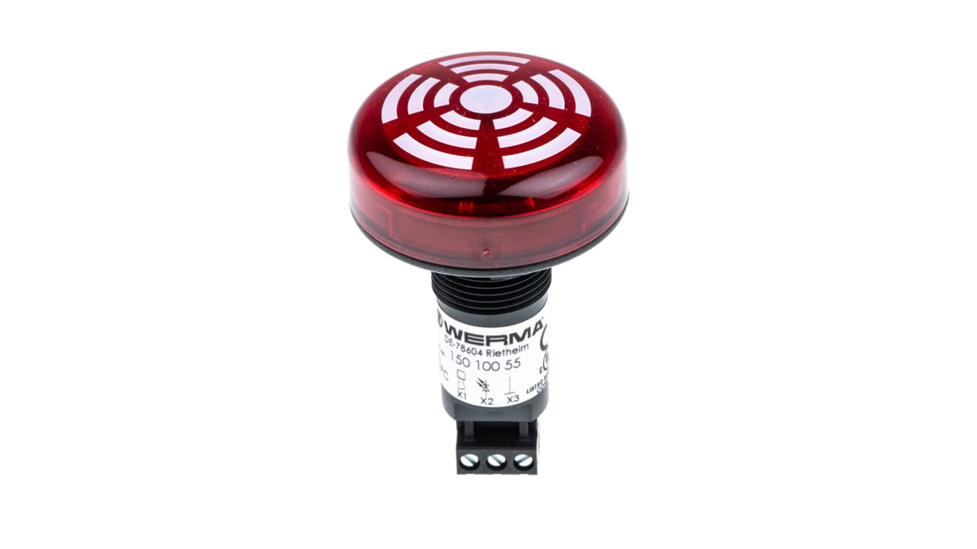 Combinaison balise - buzzer Werma série 150, lentille Rouge à LED, 24 V