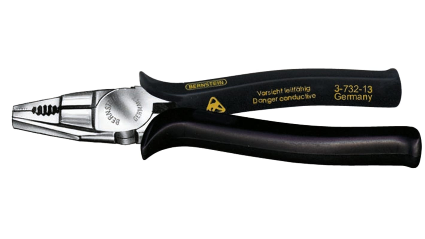 Bernstein AG Pliers, 165 mm Overall, Straight Tip, ESD