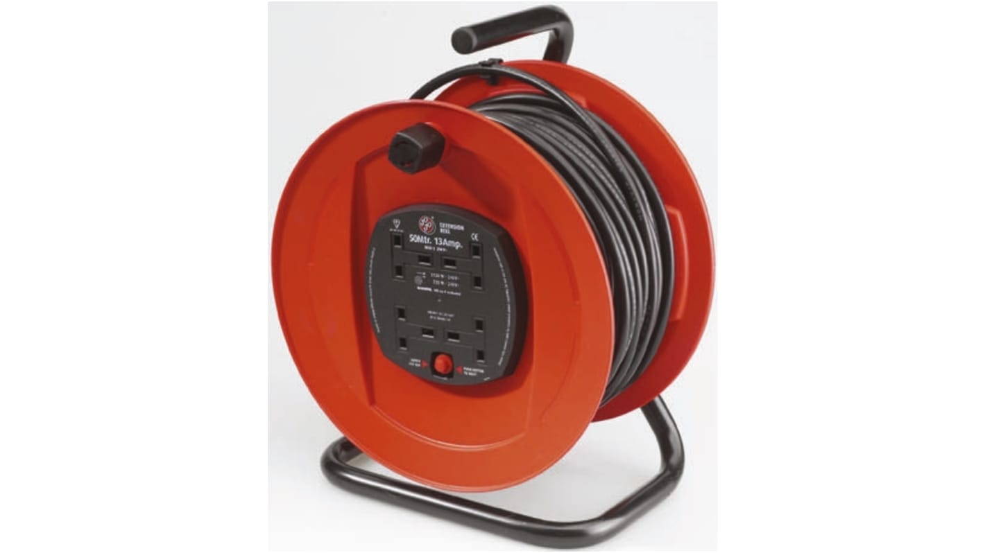 Schneider Electric 50m 4 Socket Type G - British Cable Reel, 240 V