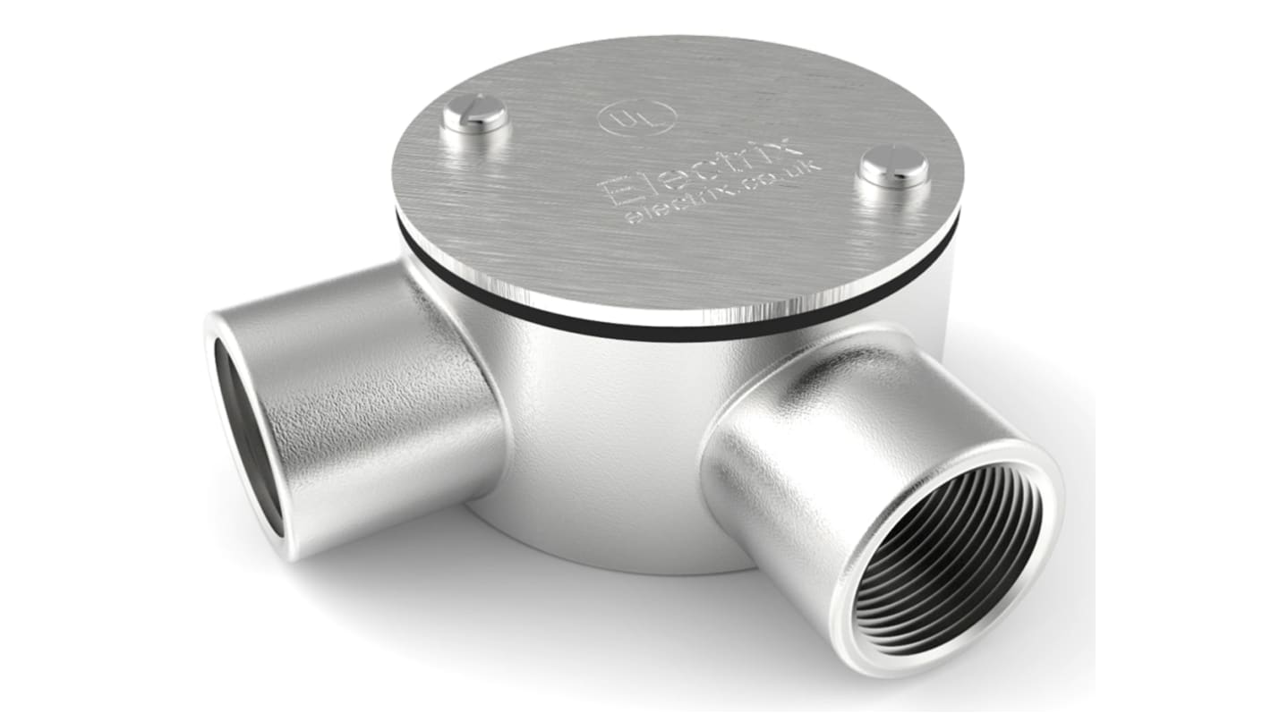 RS PRO Angle Box, Conduit Fitting, 20mm Nominal Size, 1.5mm, 316 Stainless Steel, Silver