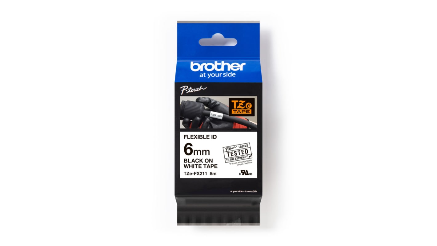 Cinta para impresora de etiquetas Brother, color Negro sobre fondo Blanco, 1 Roll, para usar con E 550 W VP, H 100 LB,