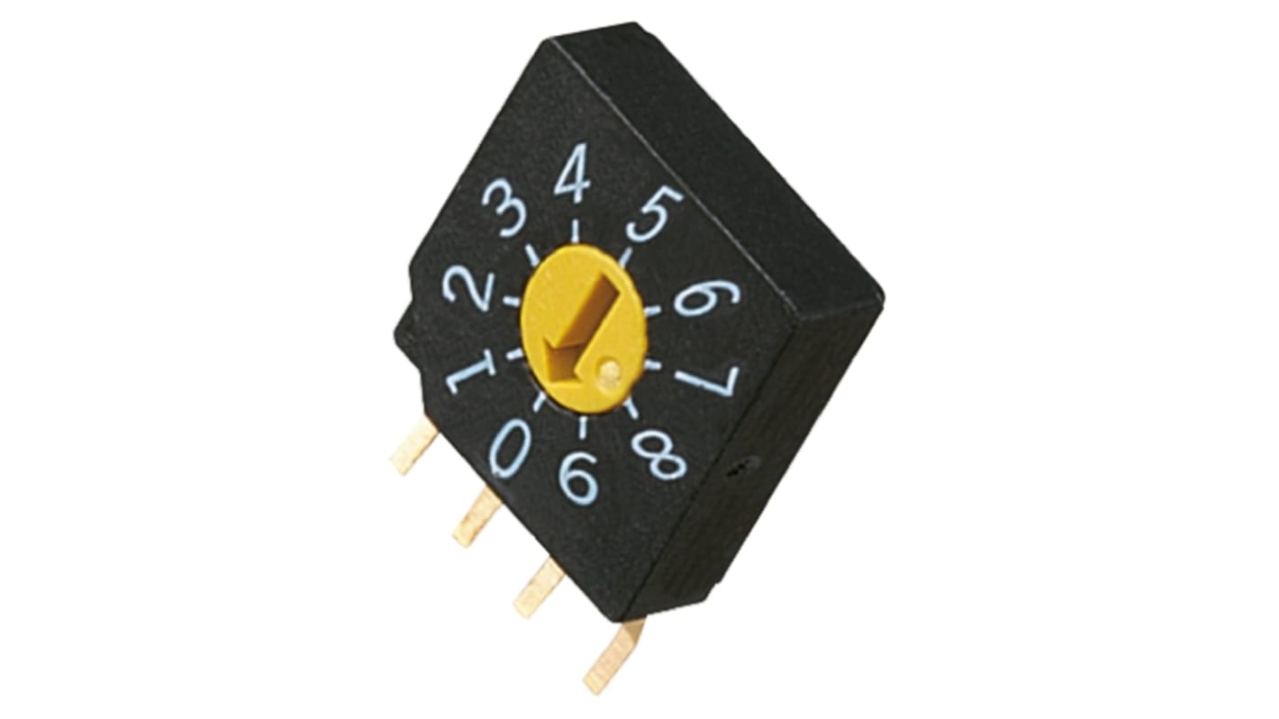 Nidec Components PCB-Montage DIP-Schalter Drehschalter 10-stellig, Kontakte vergoldet 100 mA @ 5 V dc, bis +85°C