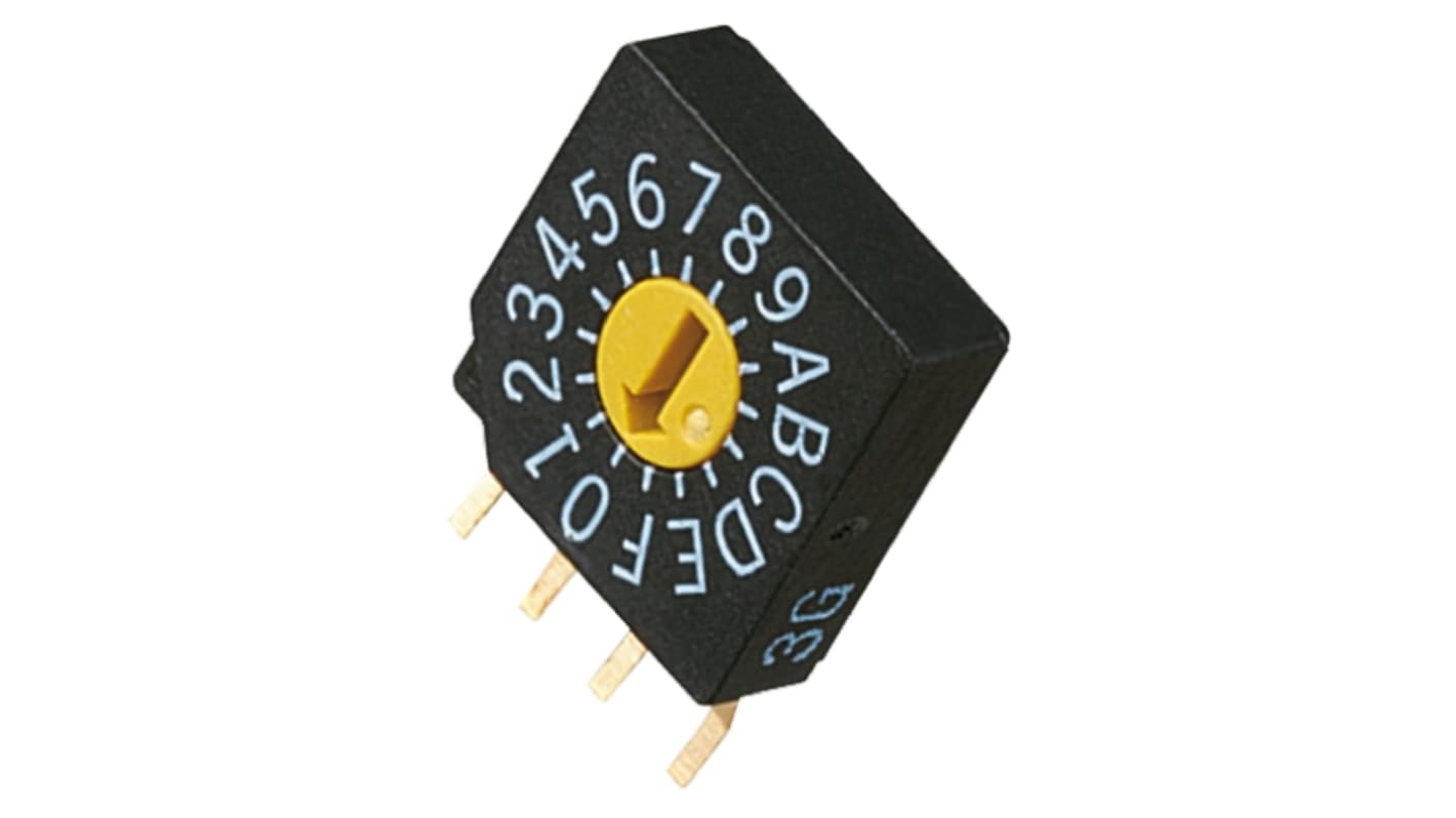 Copal PCB-Montage DIP-Schalter Drehschalter 16-stellig, Kontakte vergoldet 100 mA @ 5 V dc, bis +85°C