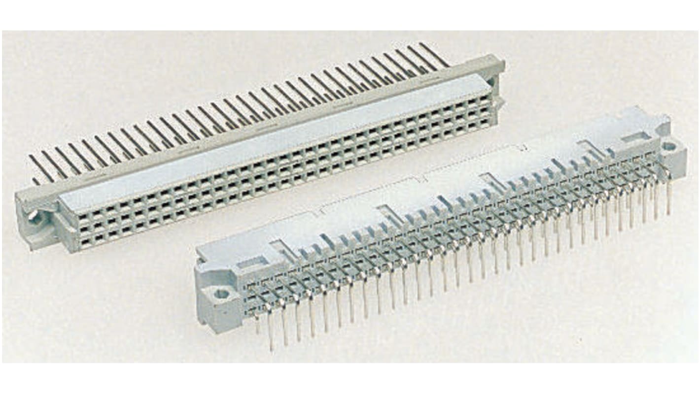 Conector DIN 41612 macho Ángulo de 90° RS PRO de 64 contactos, paso 2.54mm, 2 filas, clase C2
