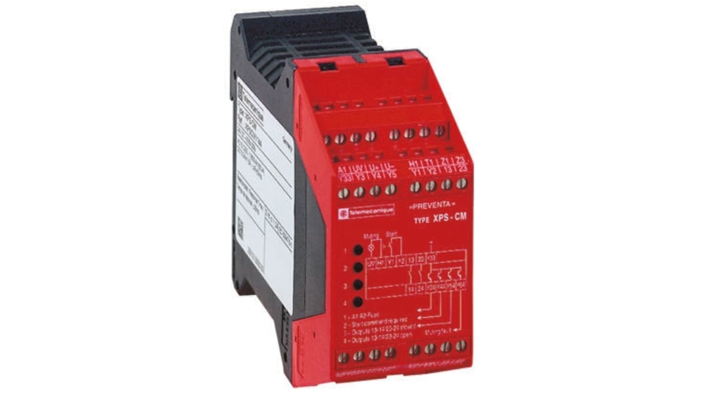 Schneider Electric XPS CM Sicherheitsrelais, 24V dc, 2 Sicherheitskontakte Lichtstrahl/Lichtschranke, 4 Hilfsschalter,