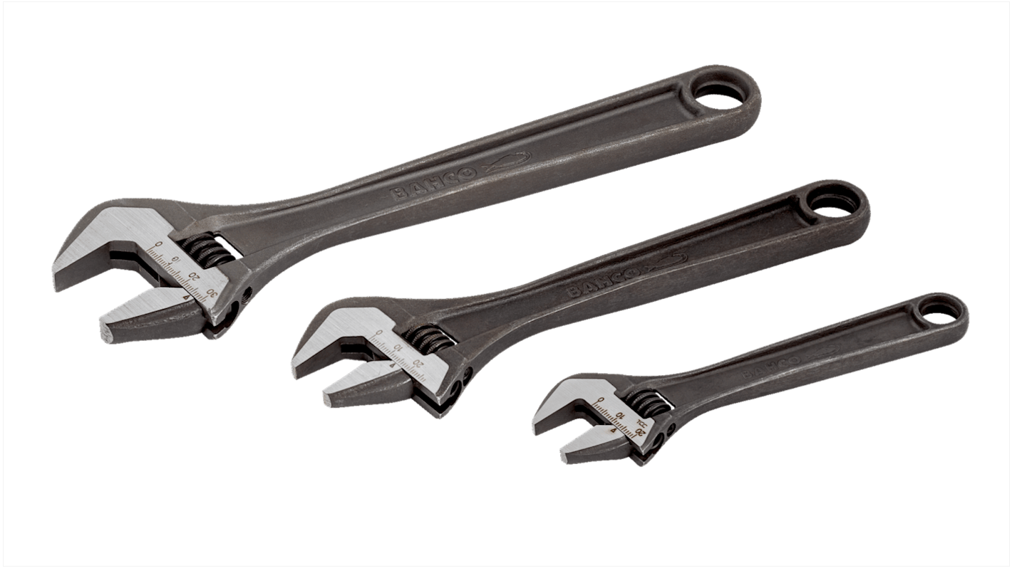 ADJUST 3 Bahco Adjustable Spanner, 30mm Jaw Capacity, Metal Handle RS