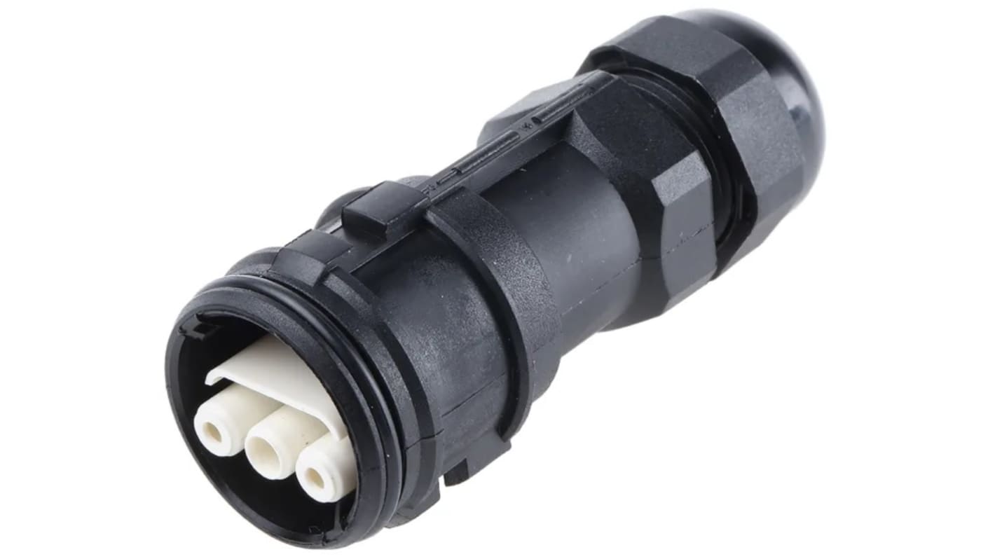 3 Pole IP68 Rating Cable Mount Female Mains Inline Connector Rated At 16A