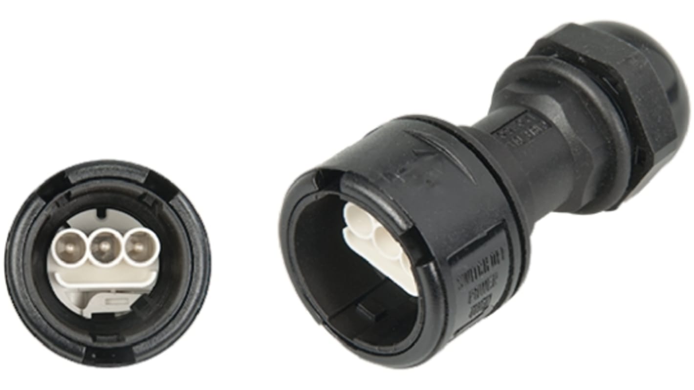 ABB 3 Pole IP68 Rating Cable Mount Male Mains Inline Connector Rated At 16A