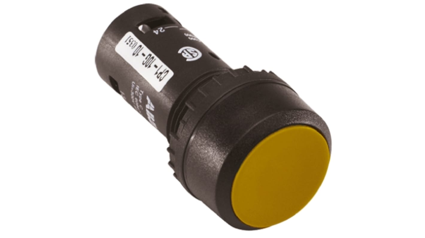 Pulsador ABB Compact, color de botón Amarillo, SPST, Montaje en Panel, IP69K