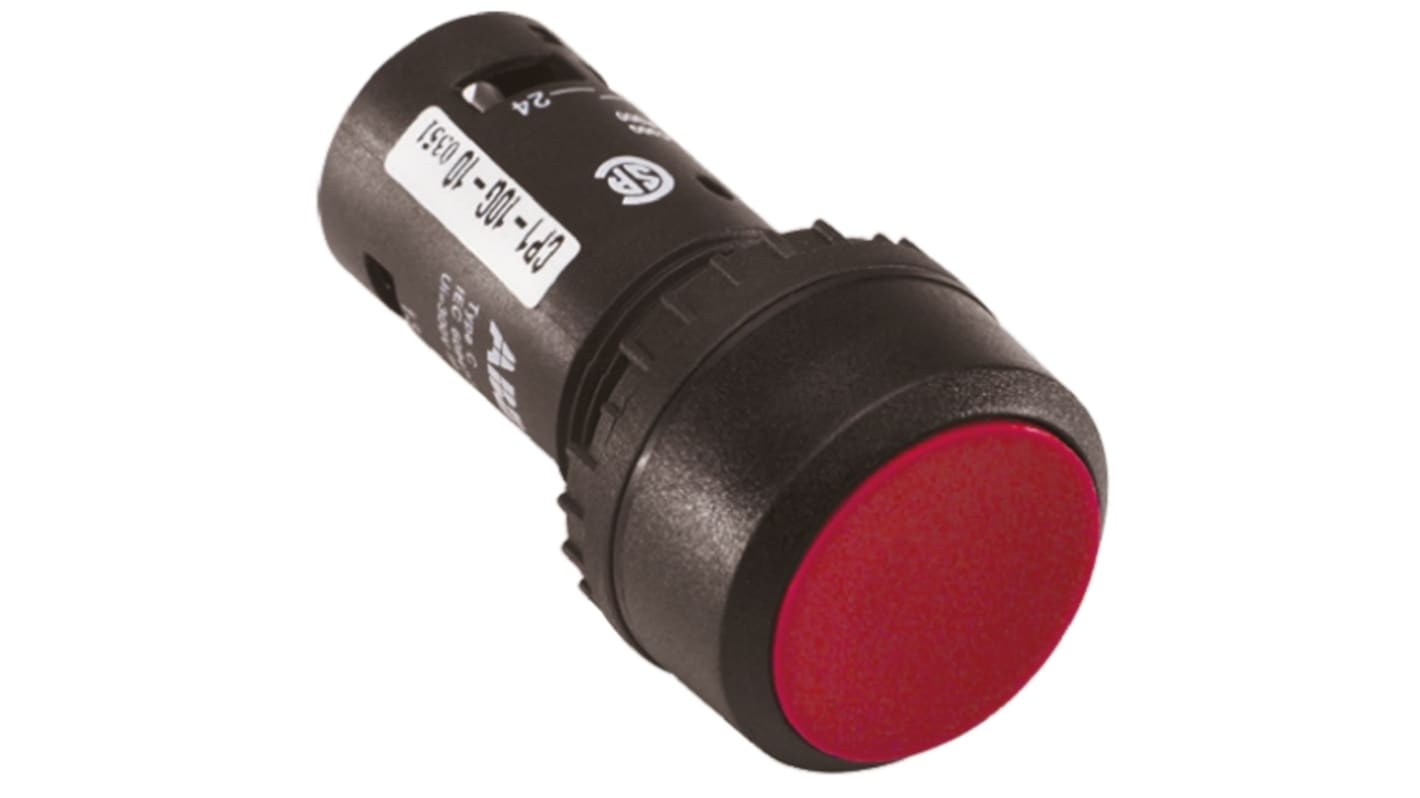 Pulsador ABB Compact, color de botón Rojo, SPST, Montaje en Panel, IP69K