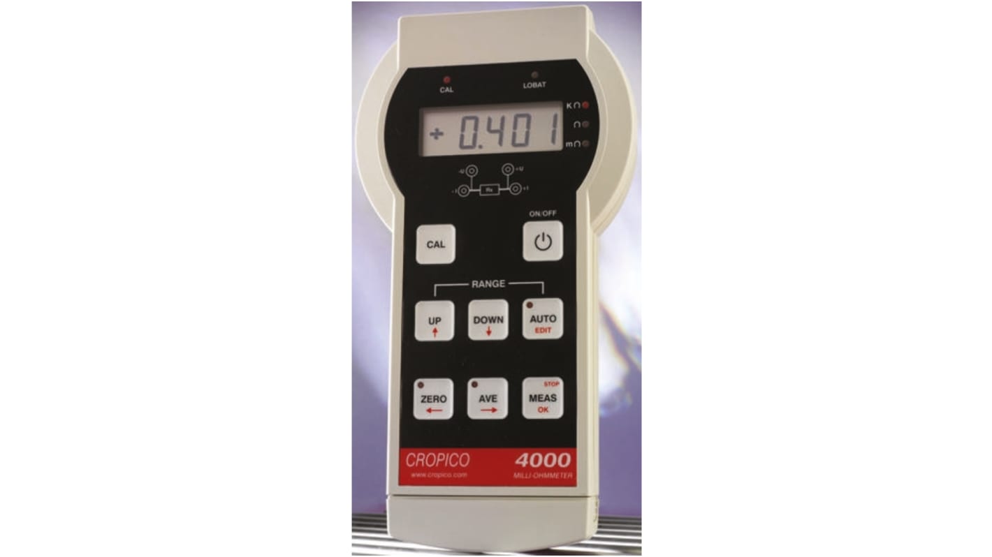 Cropico DO4000 Handheld Ohmmeter, 4000 Ω Max, 10μΩ Resolution, 4 Wire