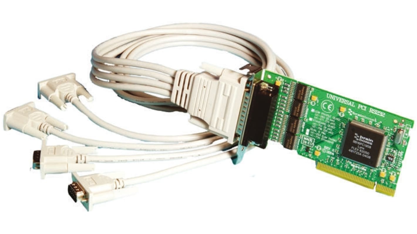 Brainboxes PCI Erweiterungskarte Seriell, 4-Port RS-232 115.2Kbit/s 64 B