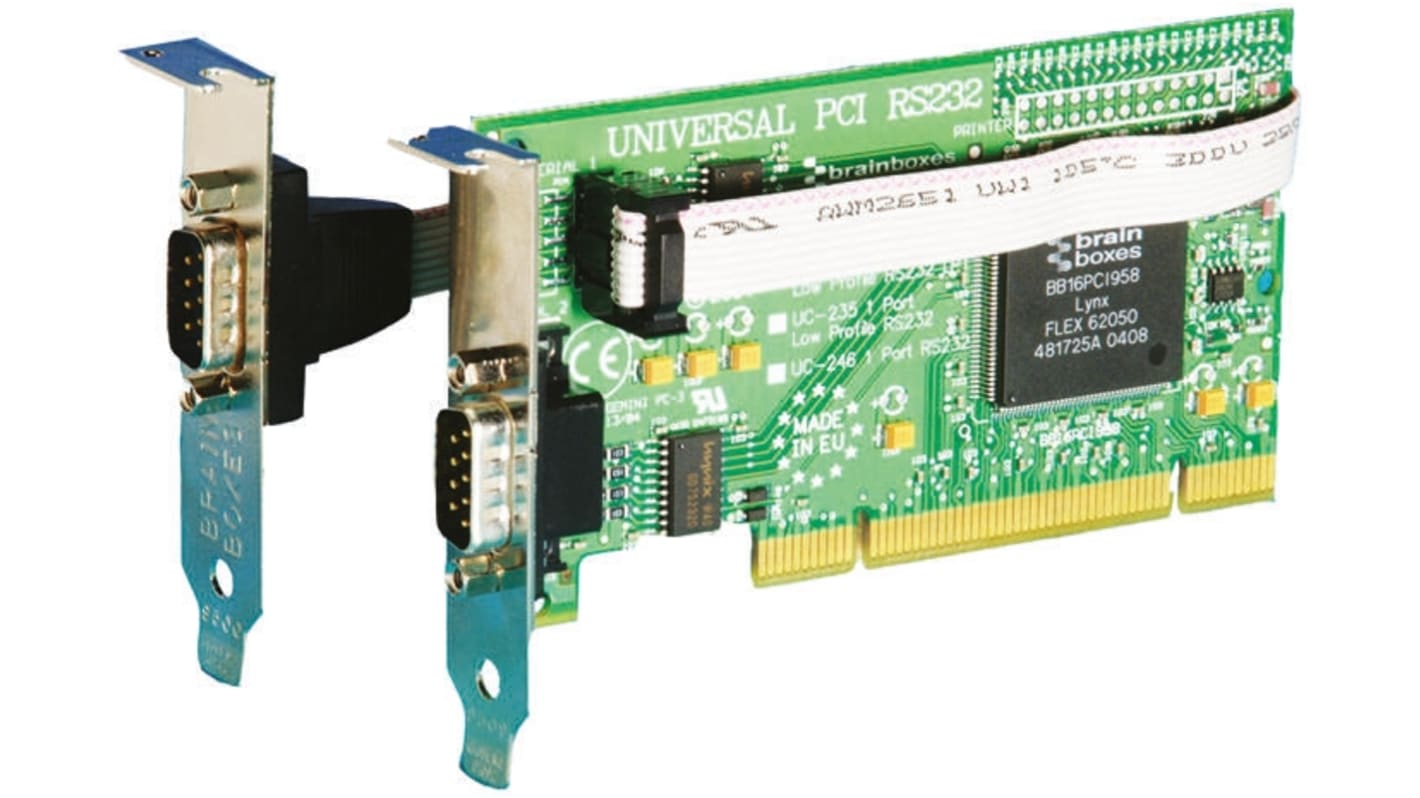 Brainboxes PCI Erweiterungskarte Seriell, 2-Port RS-232 115.2Kbit/s 128 B