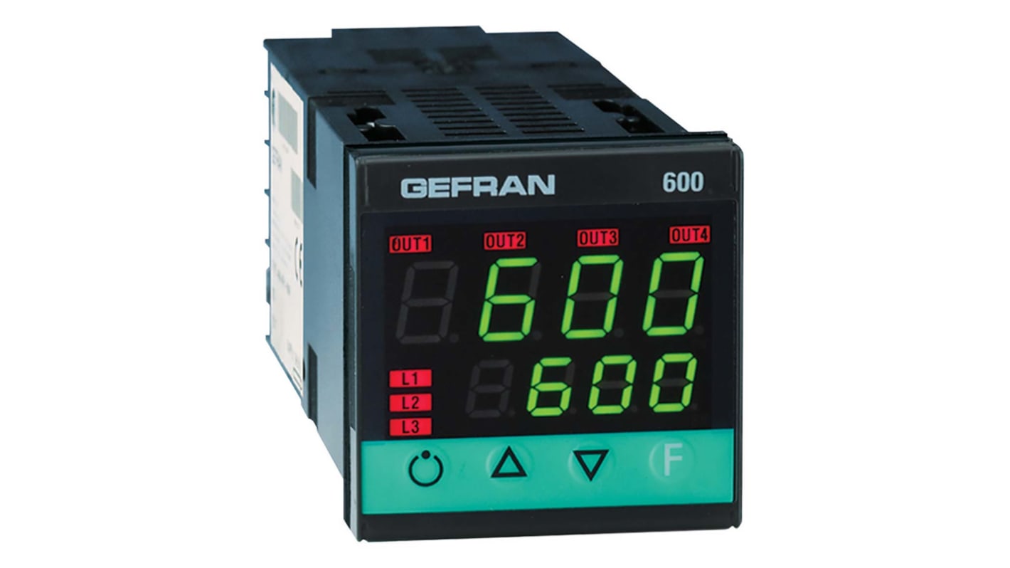 Termoregolatori PID Gefran 600, 100 V c.a., 240 V c.a., 48 x 48 (1/16 DIN)mm, 3 uscite Relè