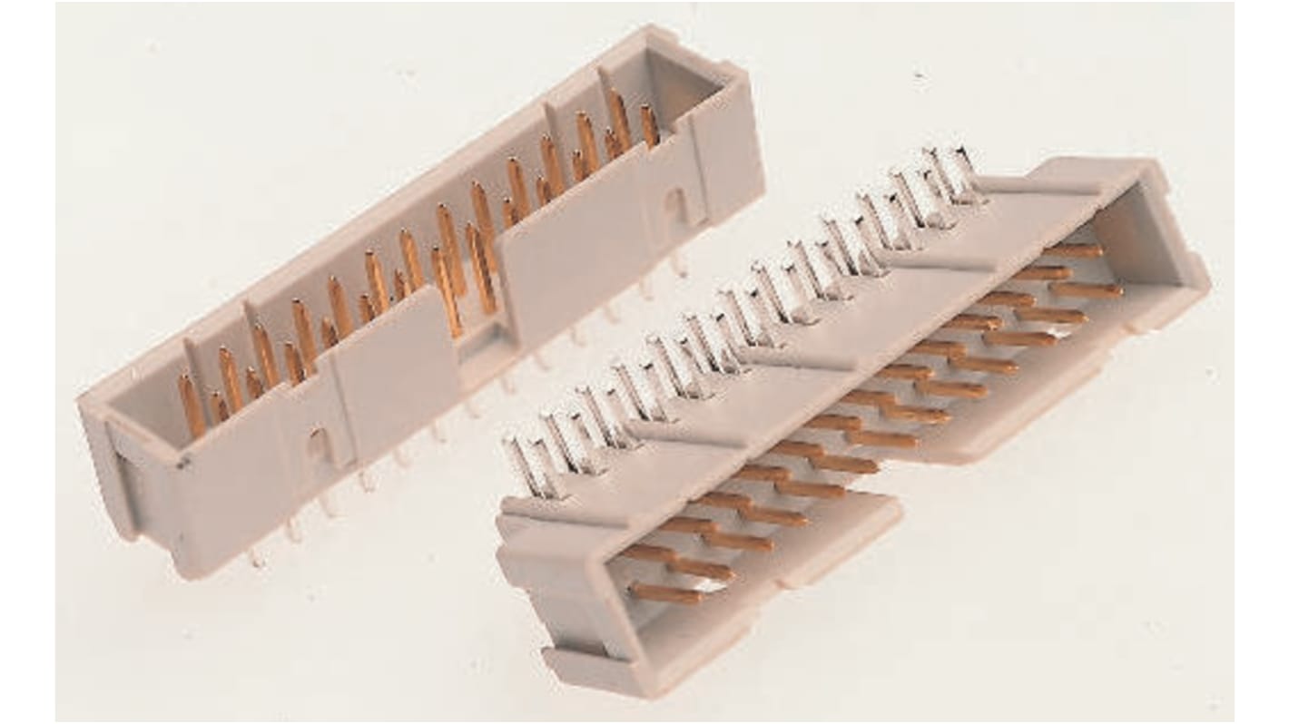 TE Connectivity AMP-LATCH Series Right Angle Through Hole PCB Header, 10 Contact(s), 2.54mm Pitch, 2 Row(s), Shrouded