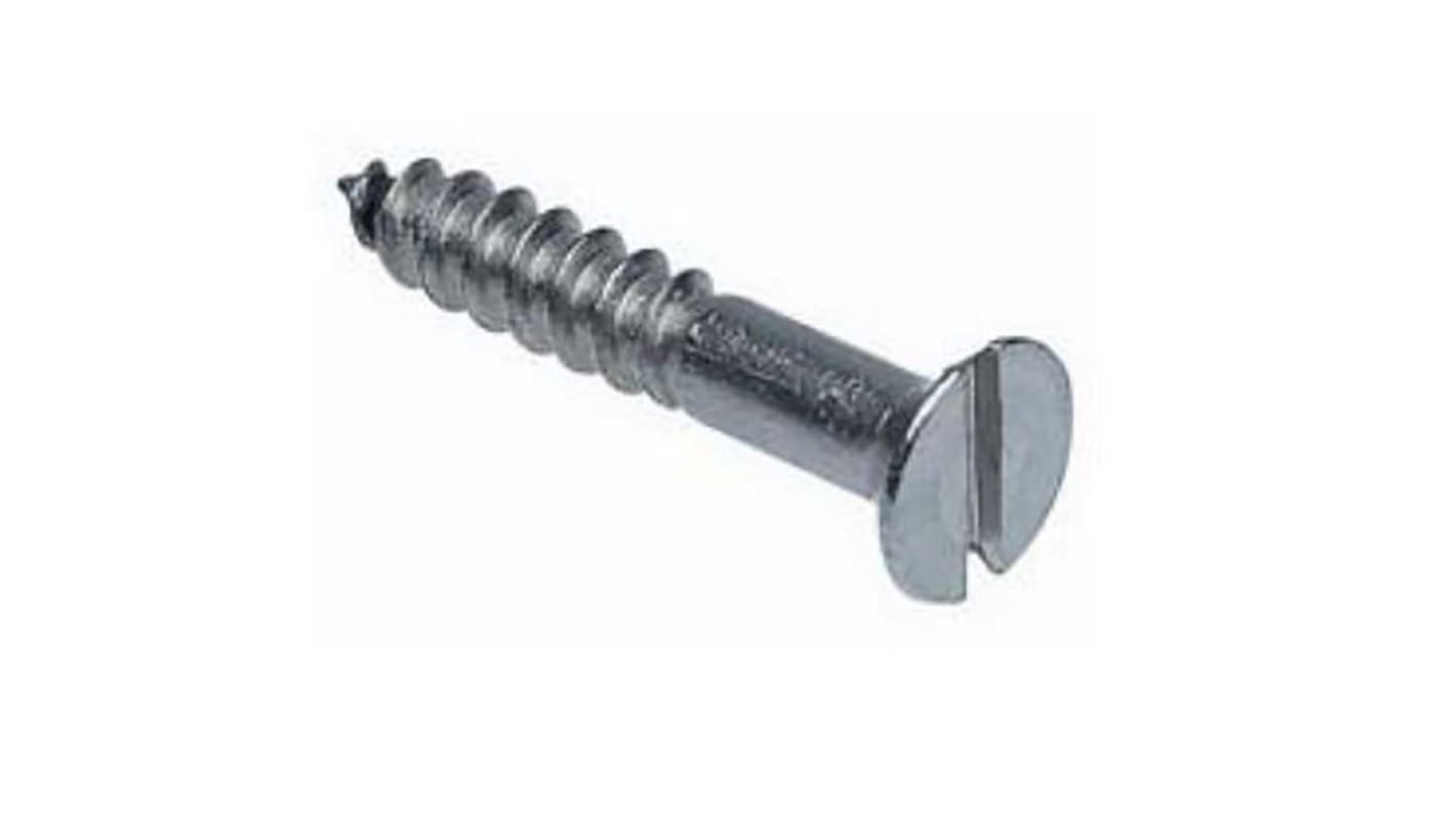 RS PRO Slot Countersunk Stainless Steel Wood Screw, A2 304, No. 8 Thread, 20mm Length
