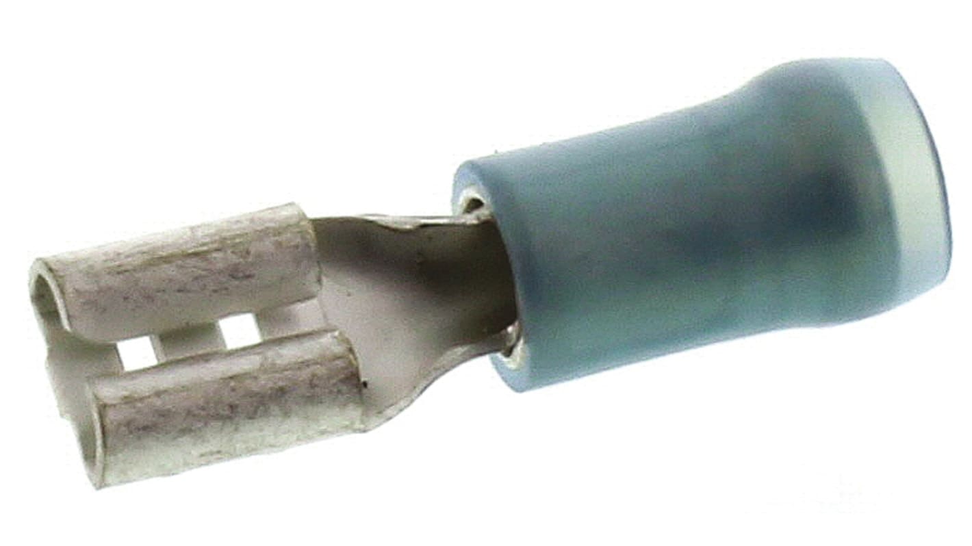 TE Connectivity PIDG FASTON .187 Blue Insulated Female Spade Connector, Receptacle, 4.8 x 0.5mm Tab Size, 1mm² to 2.6mm²