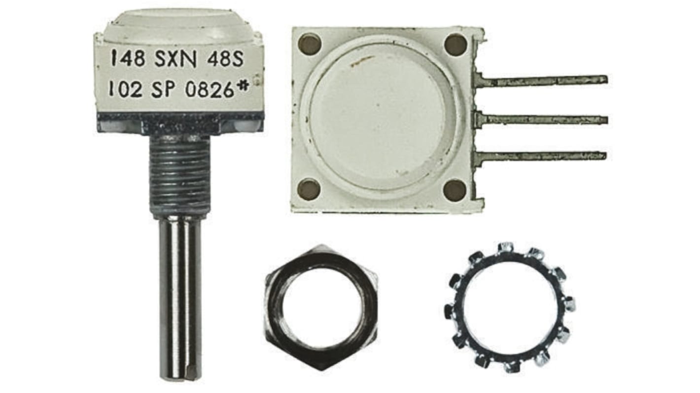 Vishay 148 THT, Tafelmontage  Dreh Potentiometer 10kΩ ±10% / 0.5W / 2 Ausbrüche, Schaft-Ø 6,35 mm