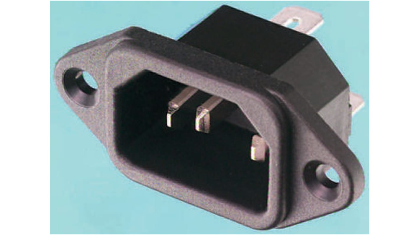 RS PRO C14 Panel Mount IEC Connector Male, 10A, 250 V