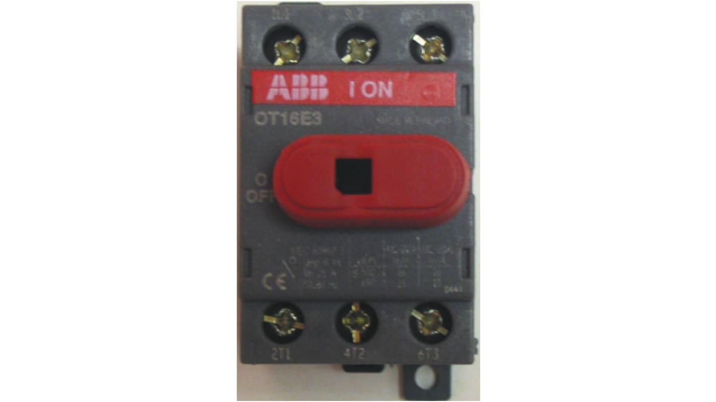 ABB 3P Pole DIN Rail Non Fused Isolator Switch - 16A Maximum Current, 7.5kW Power Rating, IP20