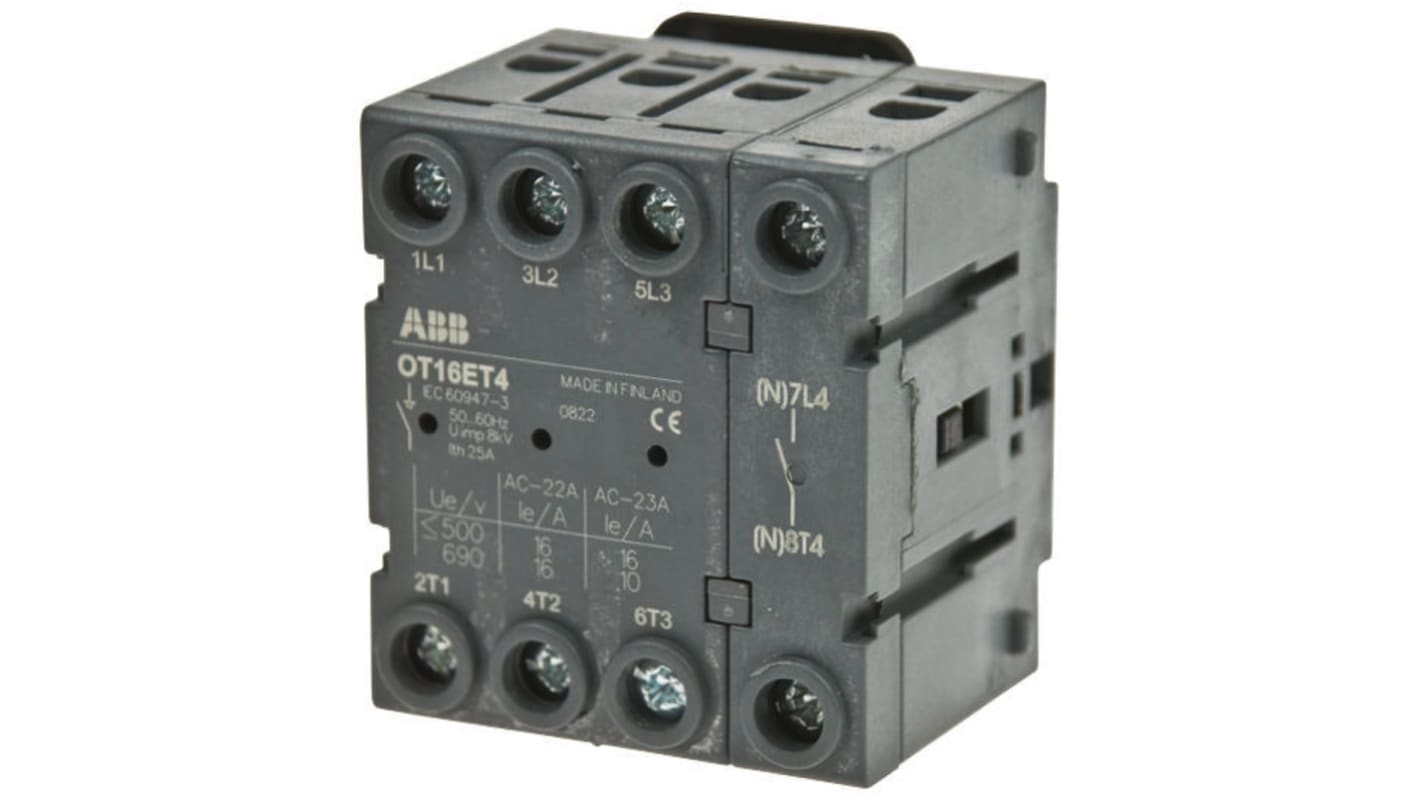 ABB 4P Pole Panel Mount Isolator Switch - 125A Maximum Current, 45kW Power Rating, IP20