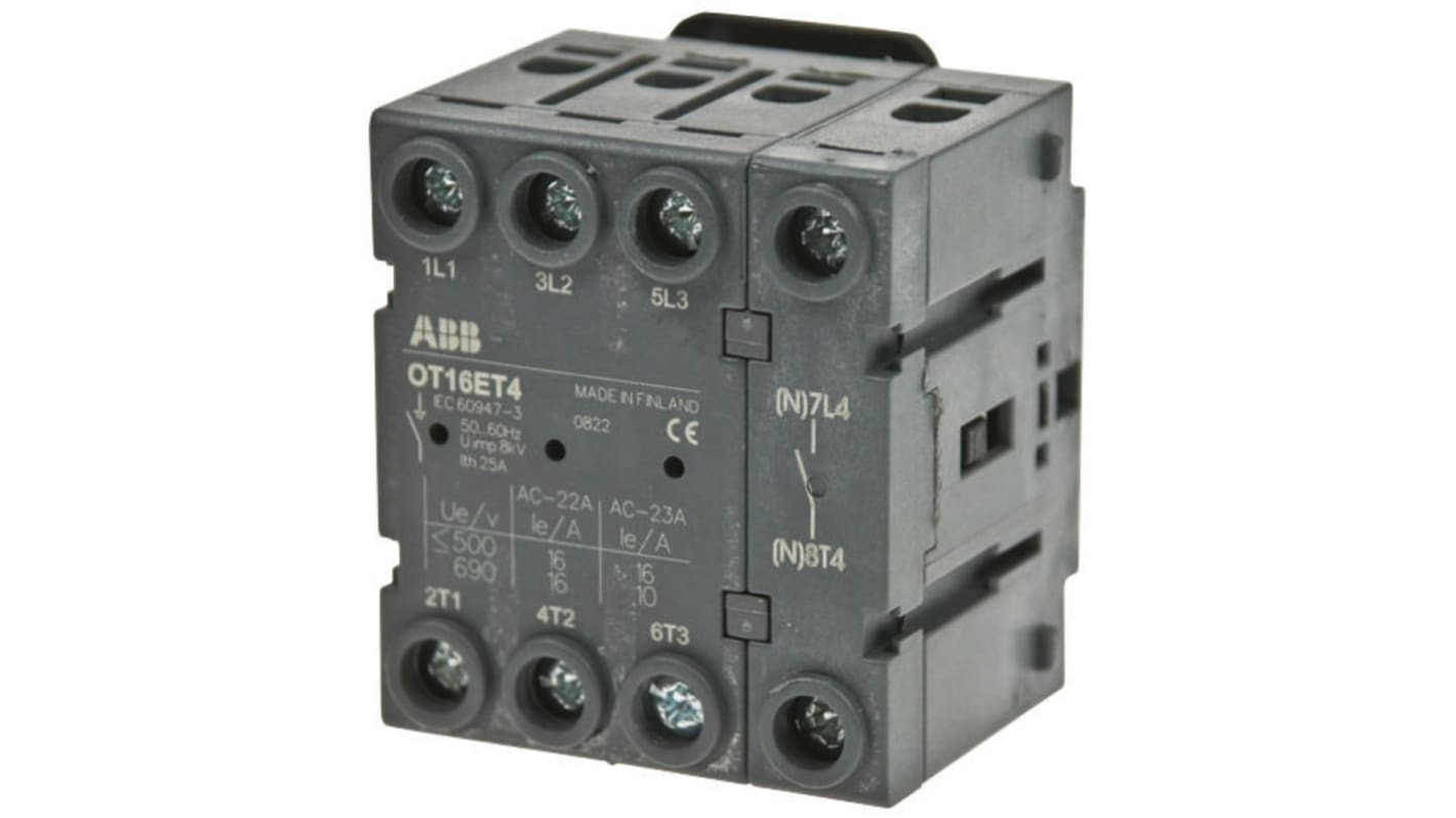 ABB 4P Pole Panel Mount Non Fused Isolator Switch - 25A Maximum Current, 9kW Power Rating, IP20