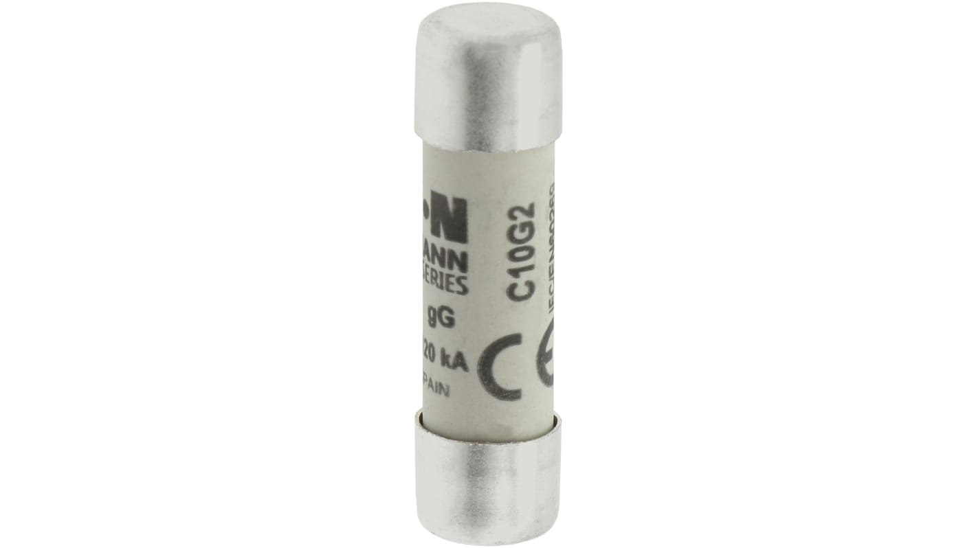 Eaton 2A Ceramic Cartridge Fuse, 10 x 38mm