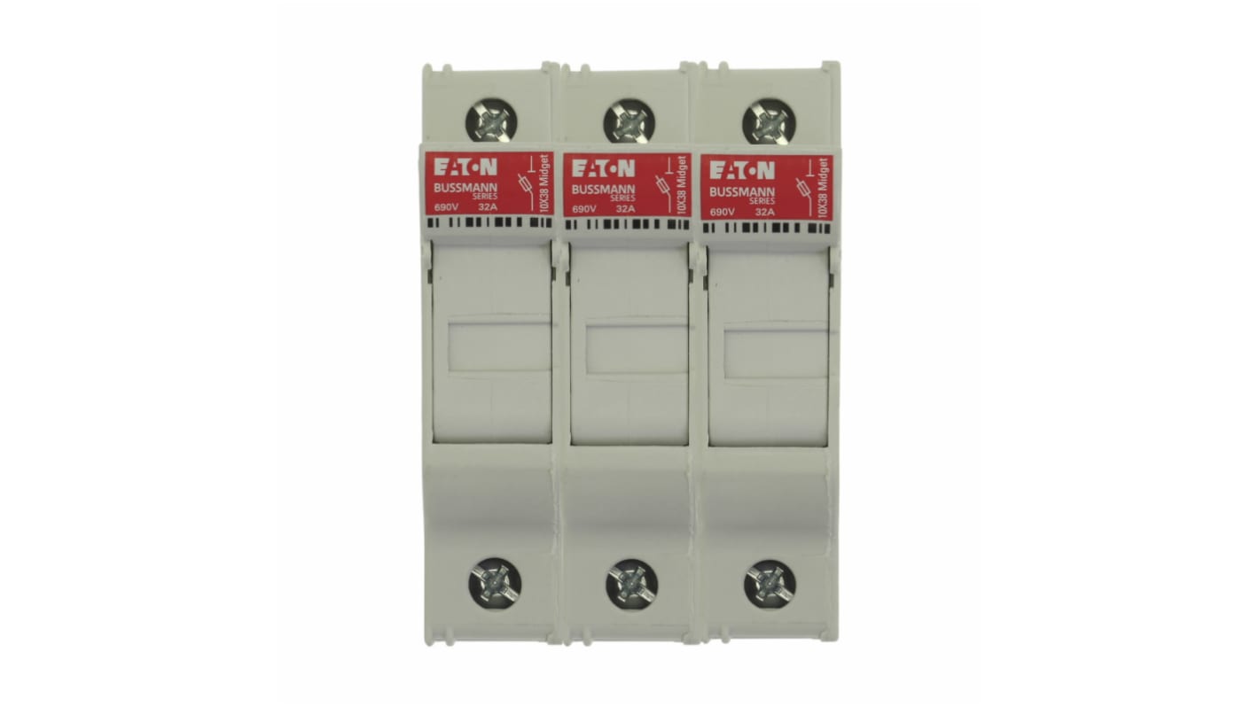 Eaton Sicherungshalter für Hutschienenmontage für 10 x 38mm Sicherungen 32A 690V ac, Serie Eaton Bussman 3P-polig