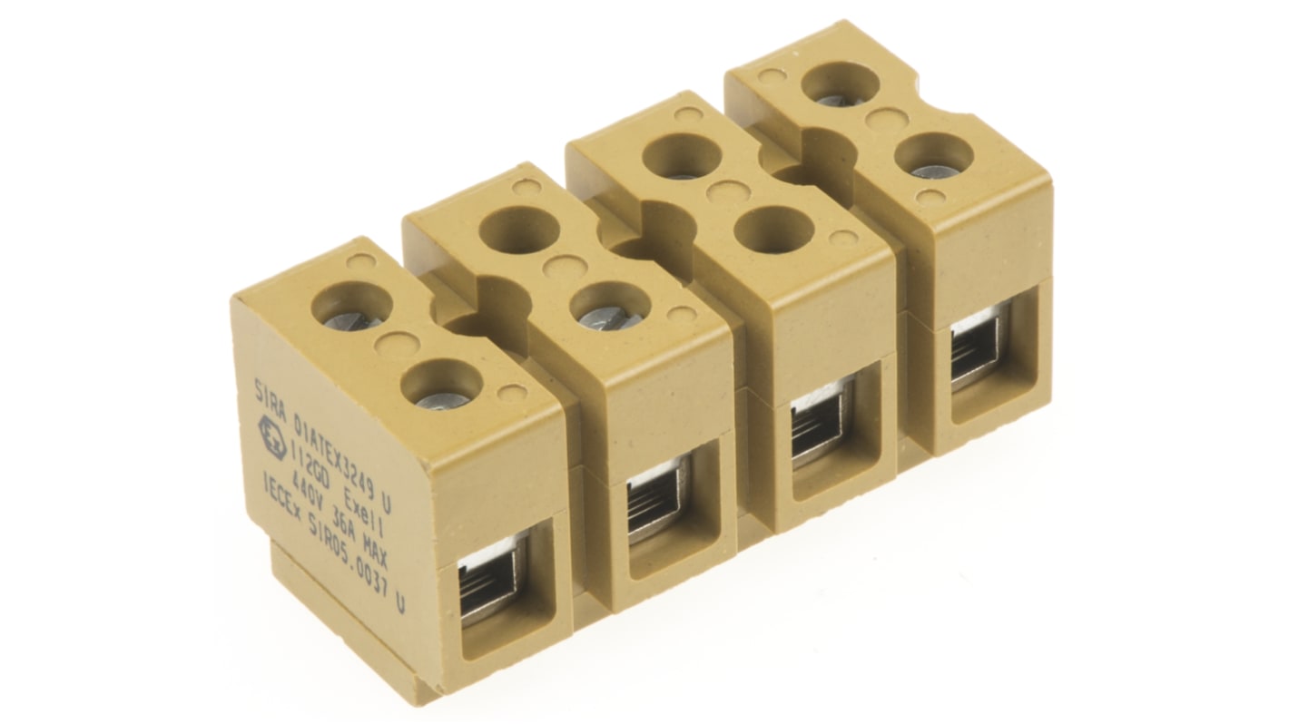 Clema Weidmuller SAK de 4 vías, para cable de 22 → 10 AWG, 41A, 690 V, Tornillo, de color Beige