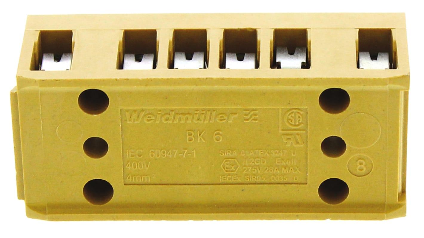 7906090000 Weidmuller SAK Series NonFused Terminal Block, 6Way, 32A