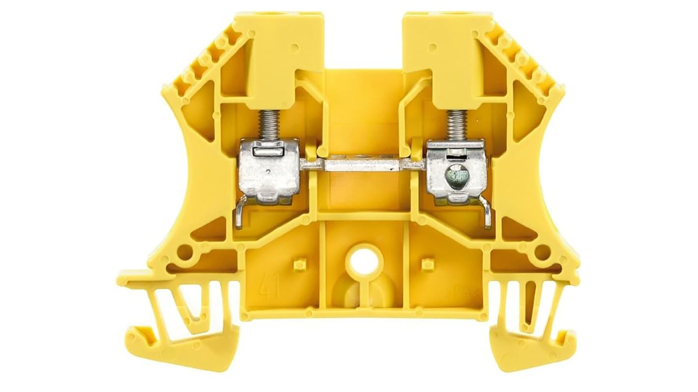 Weidmüller WDU Anschlussklemme für Standard-DIN-Schiene Einfach Gelb, 4mm², 800 V / 41A, Schraubanschluss