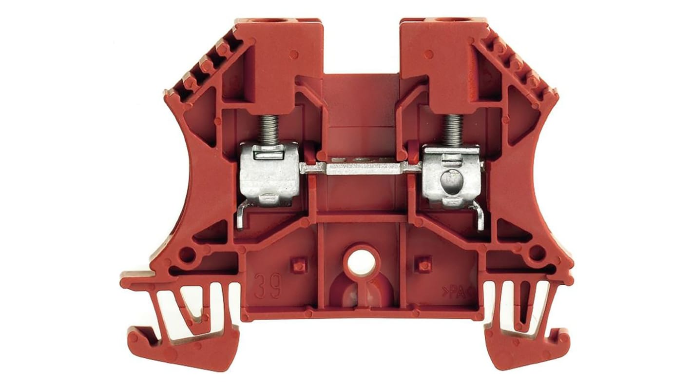 Weidmüller WDU Anschlussklemme für Standard-DIN-Schiene Einfach Rot, 4mm², 800 V / 41A, Schraubanschluss