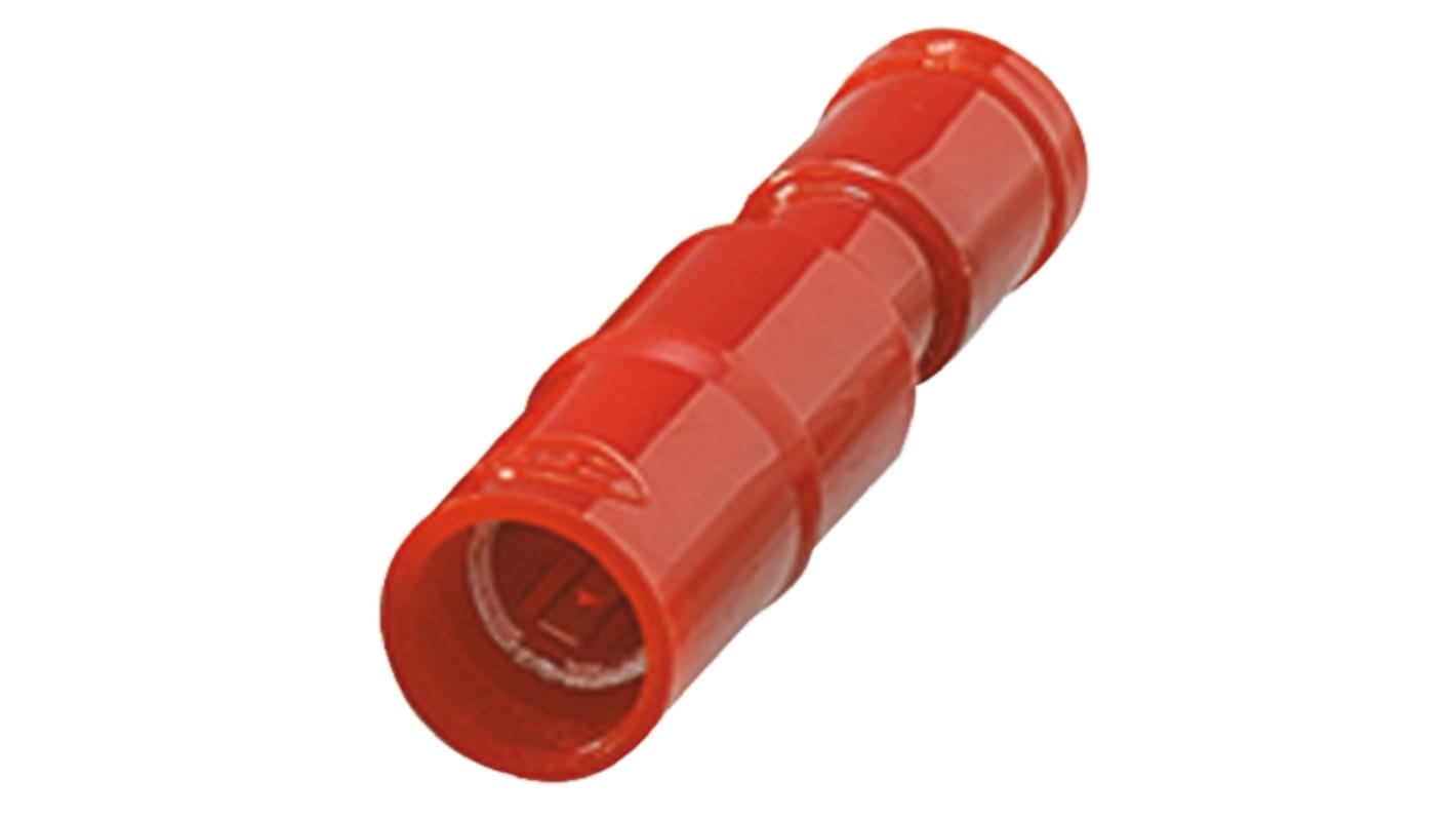 Nichifu, PC Insulated Female Crimp Bullet Connector, 0.75mm² to 1.25mm², 18AWG to 16AWG, 6.9mm Bullet diameter, Red