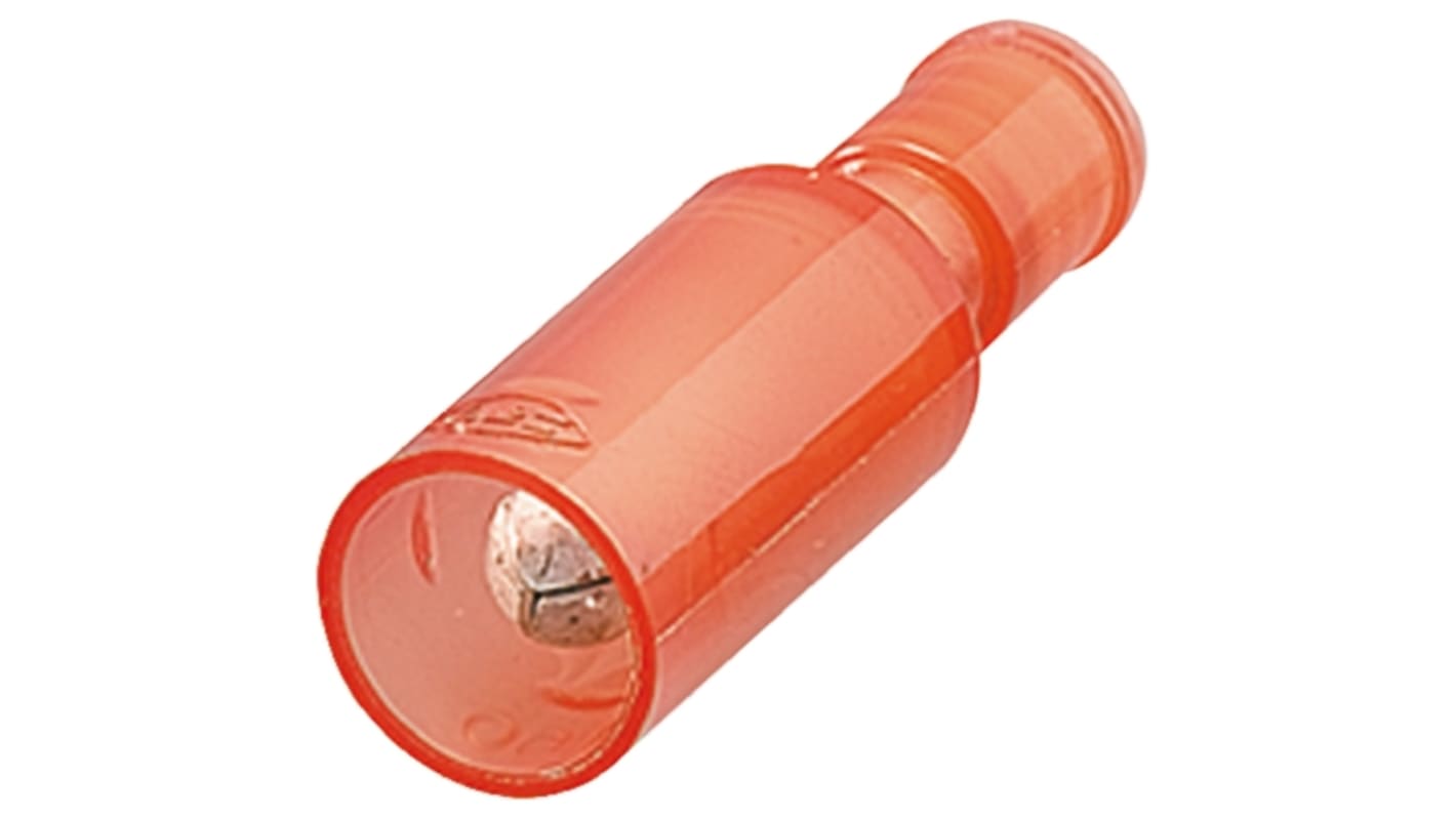 Nichifu, PC Insulated Male Crimp Bullet Connector, 0.75mm² to 1.25mm², 18AWG to 16AWG, 7.4mm Bullet diameter, Red