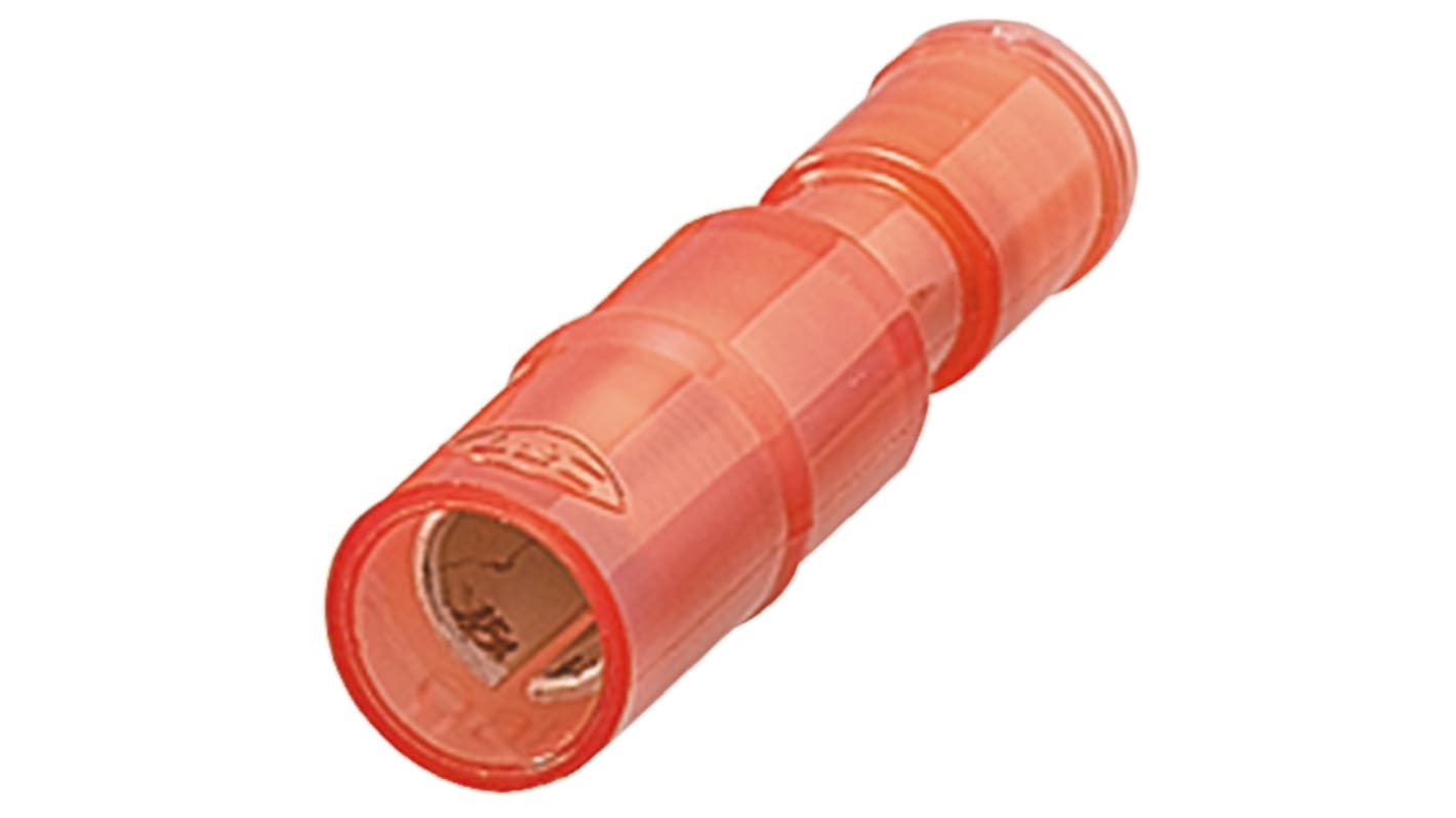 Nichifu, PC Insulated Female Crimp Bullet Connector, 0.75mm² to 1.25mm², 18AWG to 16AWG, 6.9mm Bullet diameter, Red