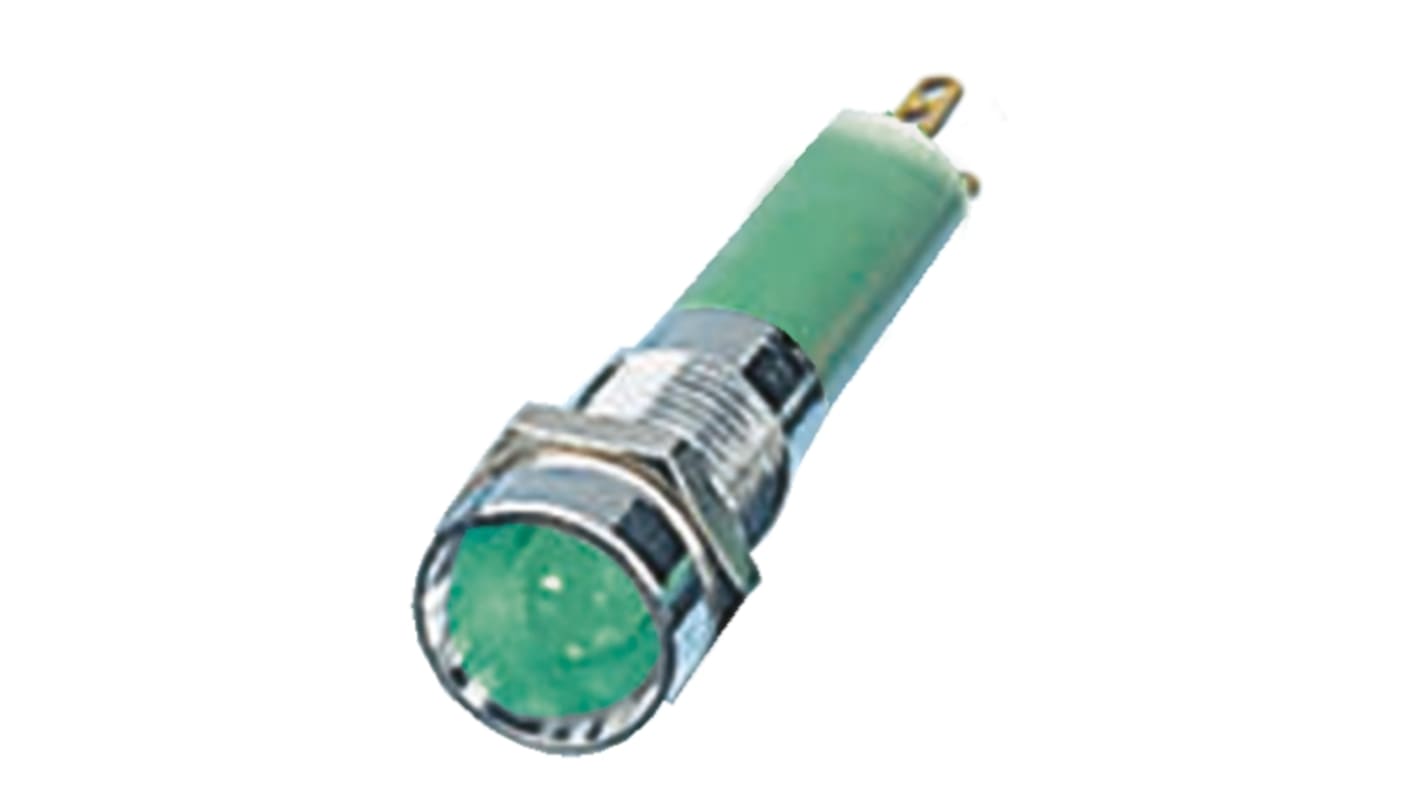 Lampka kontrolna do montażu panelowego 12V, zielona 8mm LED Chrom CML Innovative Technologies