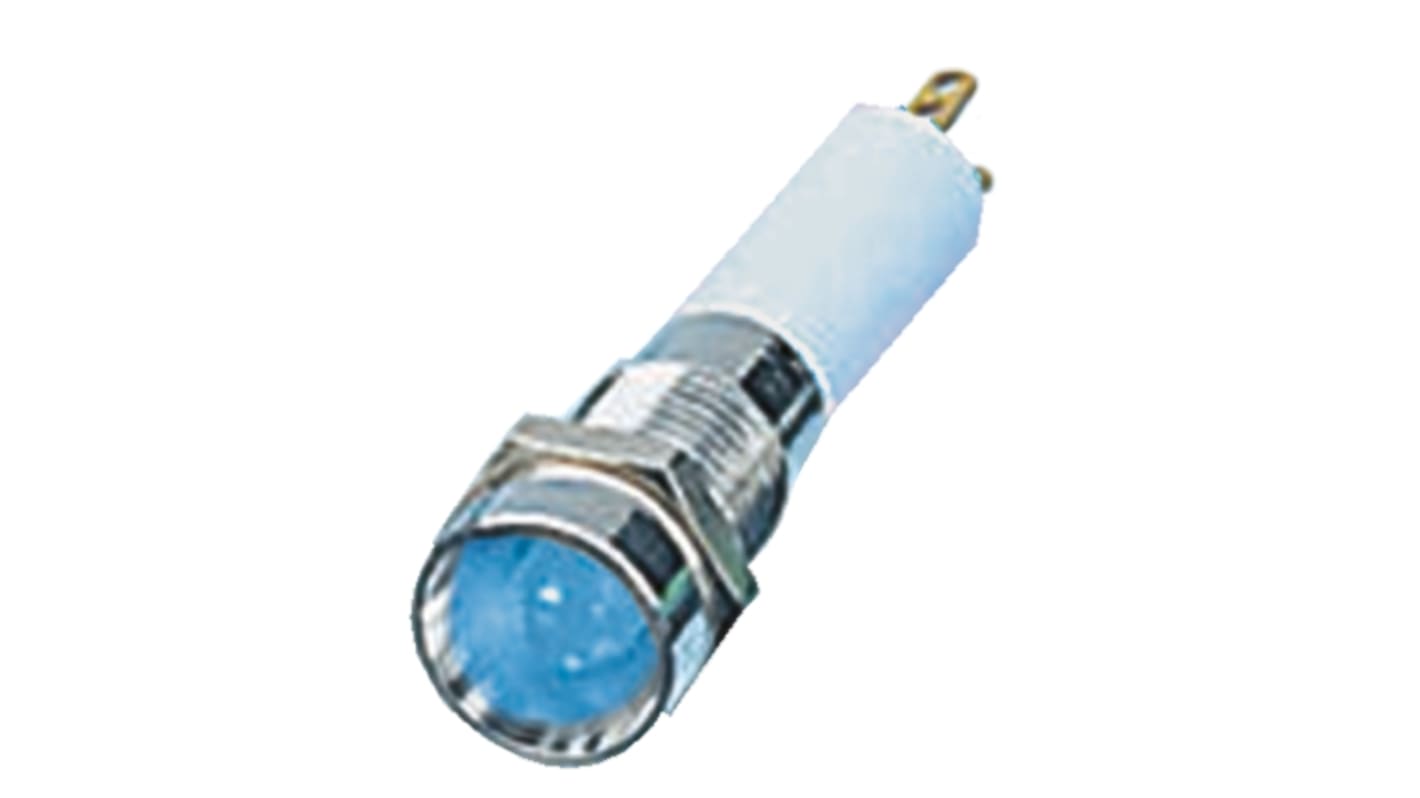 Indicador LED CML Innovative Technologies, Azul, lente rebajada, marco Cromo, Ø montaje 8mm, 24V, 18mA, 60mcd, IP67
