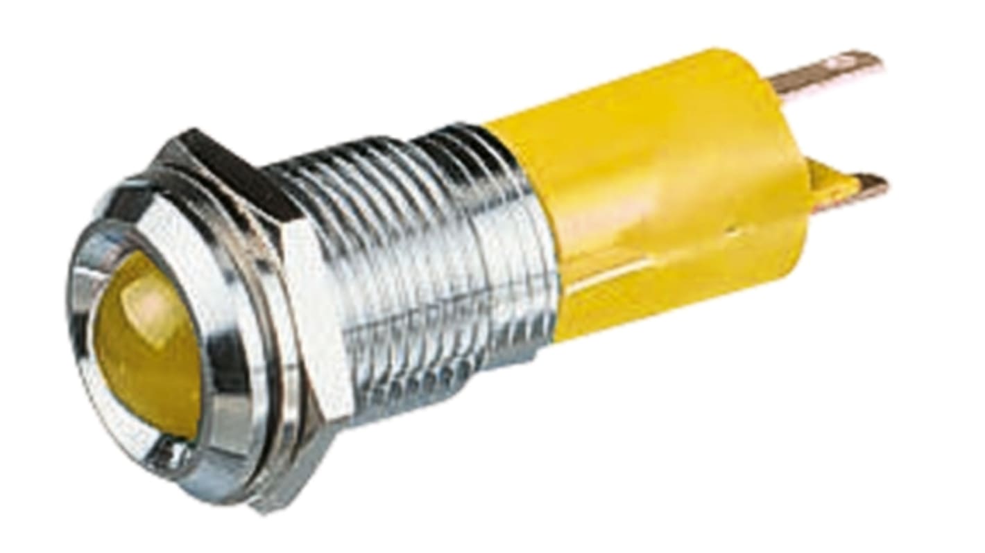 CML Innovative Technologies Yellow Panel Mount Indicator, 24V, 14mm Mounting Hole Size, Solder Tab Termination, IP67